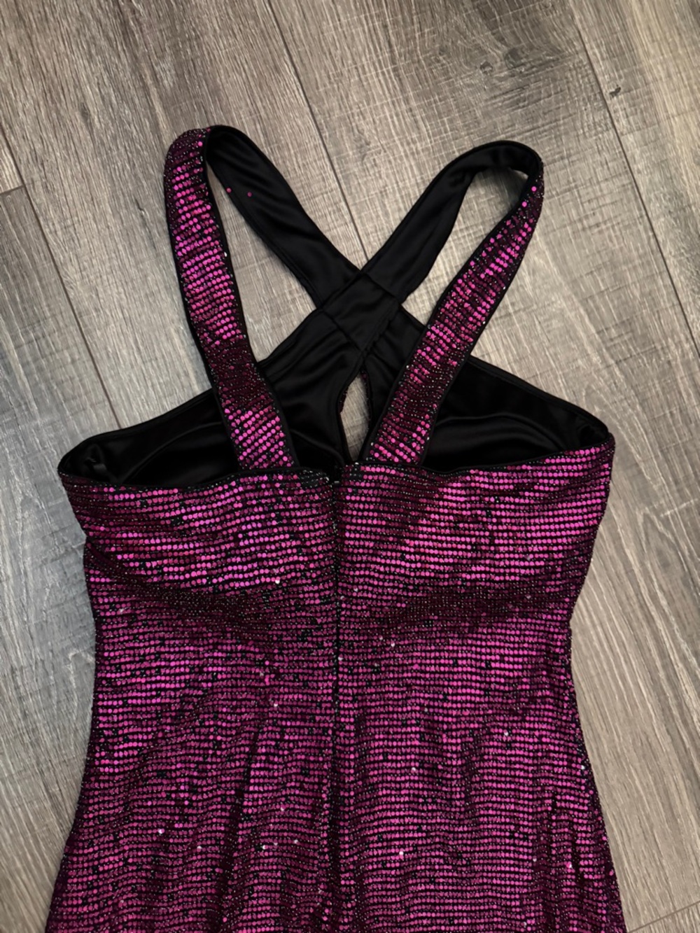 Guess Metallic Fuchsia Crossback Mini Dress - Picture 5 of 5